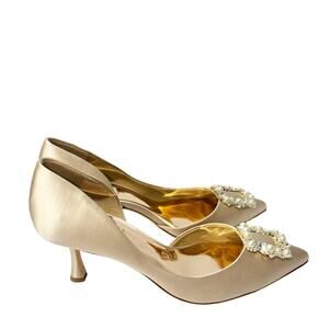 Badgley Mischka Gold Heels with Embellishments